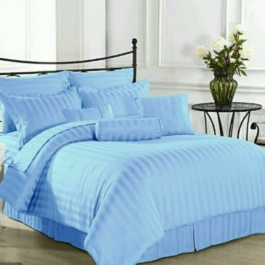 4 Pc Striped Binded Duvet (5x6 Sky Blue)  