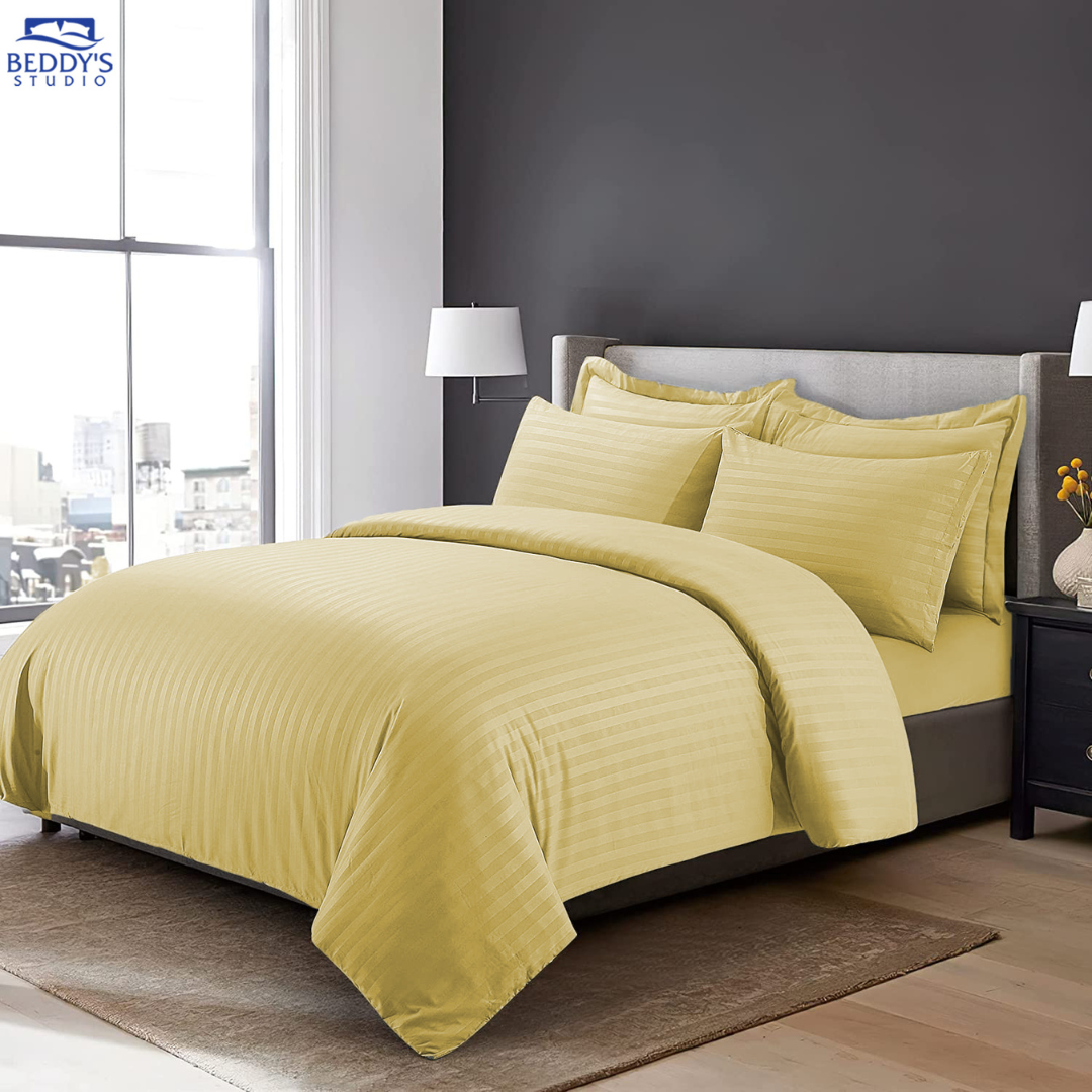 4 Pc Striped Binded Duvet (7x8 Yellow)